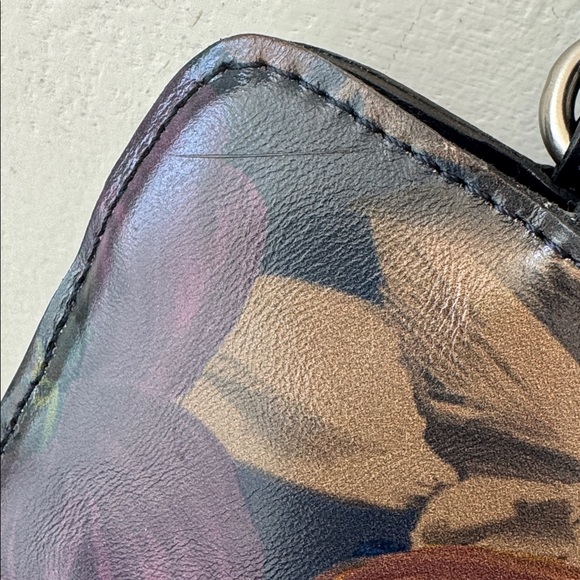 Patricia Nash Rienzo Floral Black Leather Peruvian Painting Shoulder Handbag - Picture 16 of 16